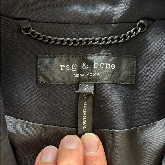 Rag & Bone Redgrave Piped Navy Wool Blend Blazer White Trim 3 Button Preppy 2 - Picture 5 of 8